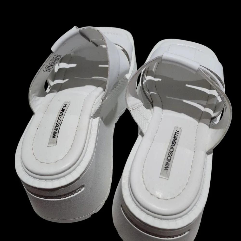 Windsor Smith Capricorn Platform Sandals Women Size 9 White Chunky Y2K Summer